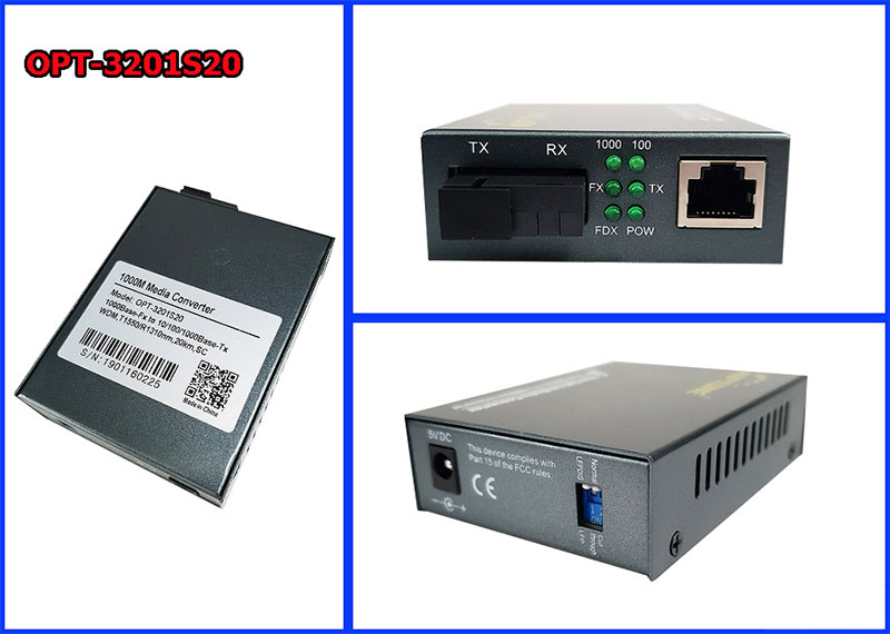 Converter quang 2 sợi Optone OPT-3201S20 1000M