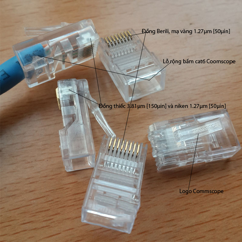 Hạt mạng RJ45 Cat6 UTP Commscope PN: 6-2111989-3