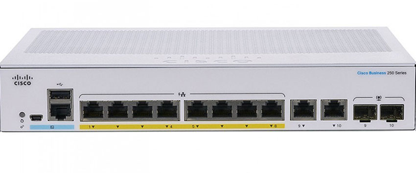 Thiết bị chuyển mạch CISCO CBS250 8-port GE POE+ Full PoE 120W 2x1G SFP