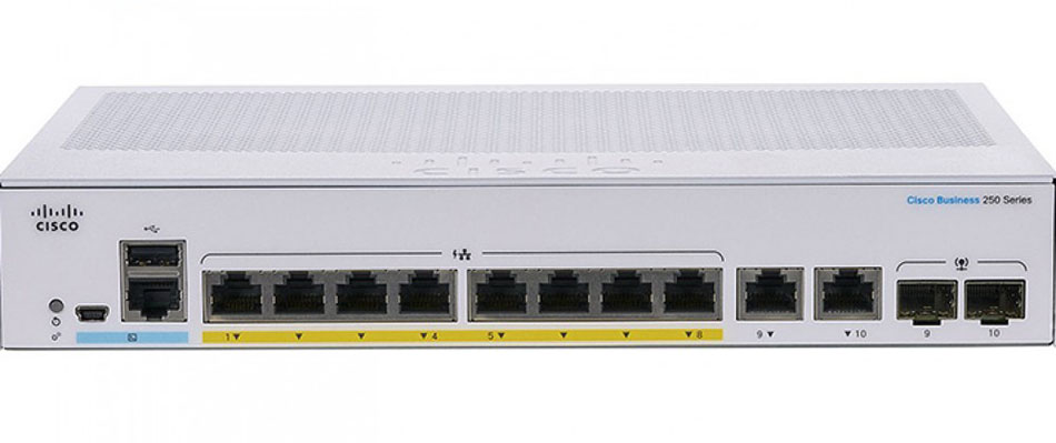 Thiết bị chuyển mạch CISCO CBS250 8-port PoE+ 45W 2x1G SFP/COPPER