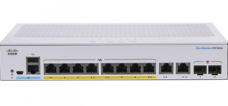 Thiết bị chuyển mạch CISCO CBS250 8-port POE+ 67W 2x1G SFP/COPPER