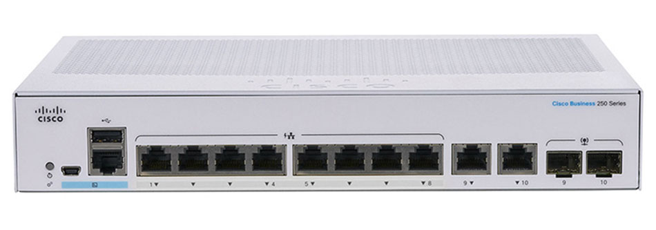 Thiết bị chuyển mạch CISCO CBS250 Smart 8-port GE PS 2x1G SFP